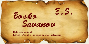 Boško Savanov vizit kartica